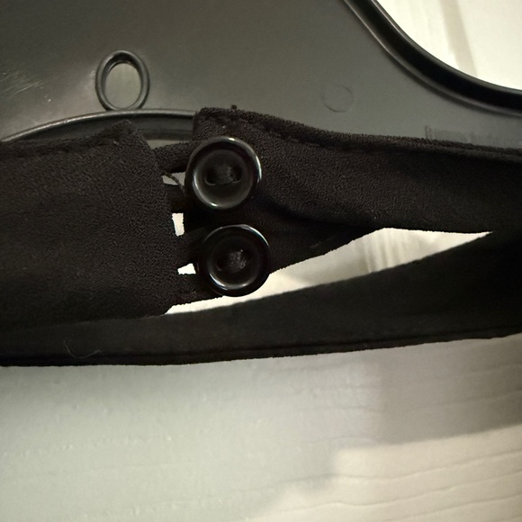 Lush Black V-neck Blouse XL Bell Tie Sleeves Flowy Choker Date Night Out Dressy - Picture 9 of 9